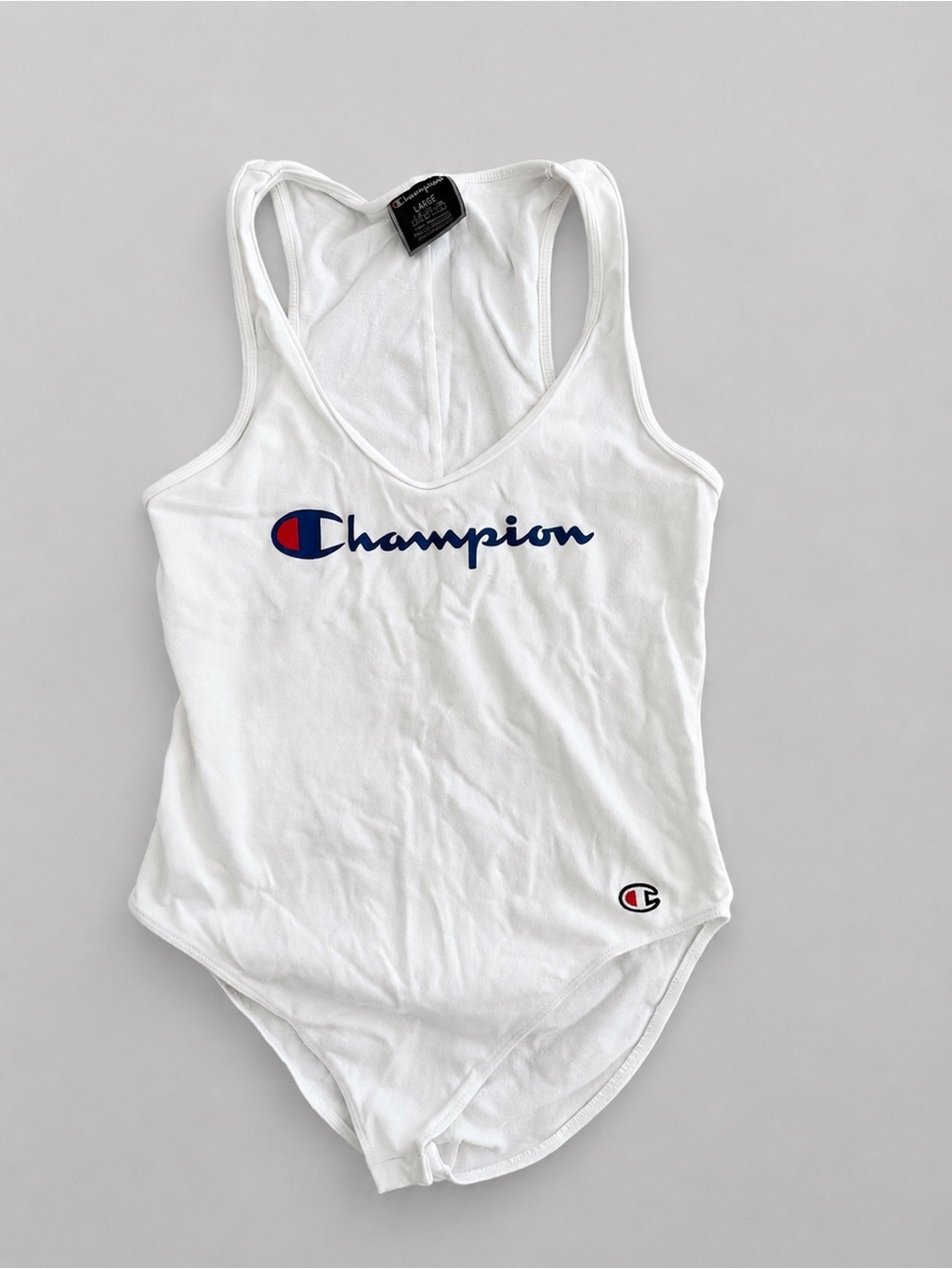 Champion White Logo Racerback Bodysuit *brand new*